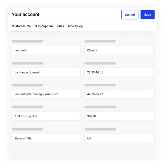 Reseller admin interface